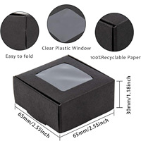 Petite boîte vide en papier kraft brun recyclé avec fenêtre en PVC, personnalisée, faite à la main, pour cadeaux et artisanat