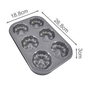 Fabricación <span class=keywords><strong>profesional</strong></span> Acero al carbono 0,35mm Mini Muffin Pan Durable Bandeja <span class=keywords><strong>para</strong></span> hornear 6 Cup Crown Muffin Pans - Product Image 2