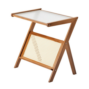 Wood Foldable Side <b>Table</b> With Storage Shelf For Sofa Or Bedside Use - Product Image 5