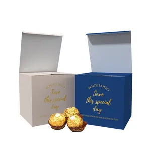 Caja de dulces de boda con logotipo impreso para invitados, cajas de papel de embalaje de regalo, caja Rectangular para llevar, caja de Chocolate