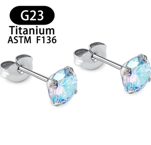 ต่างหูไทเทเนียม F136 ASTM แบบหมุดเกลียวเจาะไปข้างหน้าต่างหูสตั๊ดกลม - Product Image 6