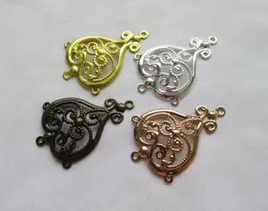 Plated Brass Filigree 24x35mm DIY Craft Heart Connecter