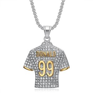 Vente chaude <span class=keywords><strong>NFL</strong></span> Football Donald 99 <span class=keywords><strong>Jersey</strong></span> Pendentif Collier pour Enfants <span class=keywords><strong>Pas</strong></span> <span class=keywords><strong>Cher</strong></span> Titane Acier Plaqué Or Diamant Clouté Hip-Hop - Product Image 1
