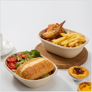 Disposable Degradable And Eco Friendly Oval Children's Large Capacity Bento Lunch Box - Product Image 2