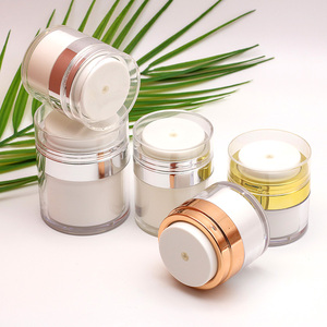 Wholesale Empty 15ml 30ml 50ml Airless Cosmetic Container Acrylic White Frosted Silver Plastic Cream Pump Jar
