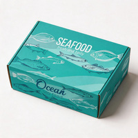 Boîte à fruits de mer ondulée turquoise personnalisée avec logo, résistante à l'humidité, de qualité alimentaire, pour livraison à emporter