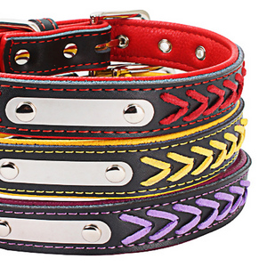 Collar acolchado de cuero suave y transpirable para cachorros, ajustable, hebilla de aleación, resistente al agua, clásico, para mascotas - Product Image 3