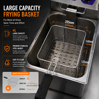 Friteuse électrique professionnelle 4L en acier inoxydable, friteuse de comptoir avec thermostat pour équipement de cuisine de restauration