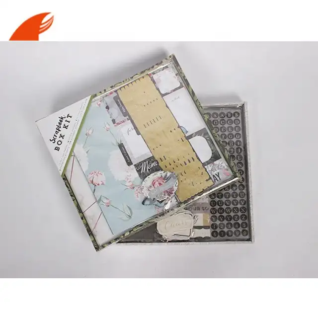 12x12 in golfkarton van krimpen verpakt doos kit plakboek hoto album met stansen chip board vormen voor kinderen