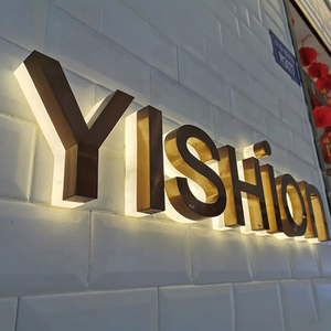 Insegne Luminose in Acciaio Inox con Retroilluminazione, Lettere 3D LED Personalizzate in Metallo Dorato Spazzolato <span class=keywords><strong>per</strong></span> Esterni - Product Image 1