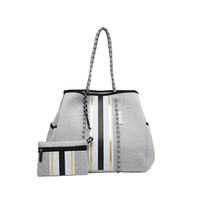 Sac de plage fourre-tout d'été rayé en néoprène personnalisé à la mode élégant Extra-large personnalisé léopard 3mm noir, gris 50 pièces VASTOP