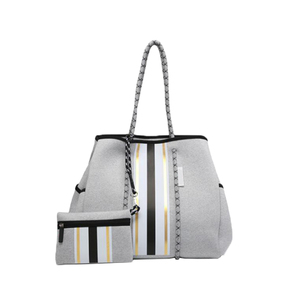 Sac de plage fourre-tout d'été rayé en néoprène personnalisé à la mode élégant Extra-large personnalisé léopard 3mm noir, gris 50 pièces VASTOP - Product Image 4