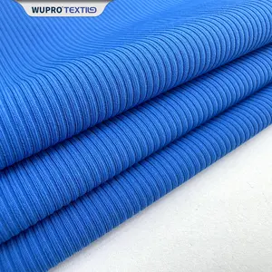 Personalizado 76% nylon 24% spandex estiramiento trama de punto entrelazado costilla patrón personalizado impreso tela elástica