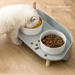 [Elosung]Wholesale Custom Porcelain Cat And Dog Food Water Bowl Elevated Ceramic Pet Bowls Feeders