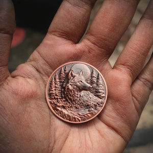 Zarif Yüksek Rölyefli 1 oz 999 Saf Bakır Madeni Para Kurt Hayvan Temalı Üretici Direkt Tedarik Ücretsiz Kalıp Ücreti Toptan Perakende - Product Image 3