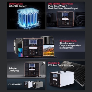 Sistema de energía solar LiFePO4 portátil de diseño moderno Hierro 200W 300W 600W 1000W 2500W Sistema de almacenamiento de energía Estación de energía solar - Product Image 2