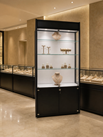 Vitrine haute sur mesure en verre pour bijoux avec éclairage LED, armoire de présentation verrouillable, présentoirs de comptoir pour bijouteries