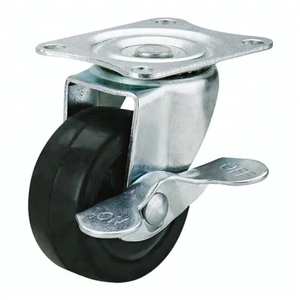 2 Zoll Ersatz-Möbelrollen 50mm Schwarz Ohne Lager Industrielle Gummiräder mit Seitenbremse - Product Image 4