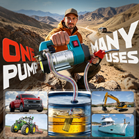 Pompe de transfert de carburant sans fil à arrêt automatique 45L/min pour batterie 18V avec buse auto-étanche et tuyaux de 2m