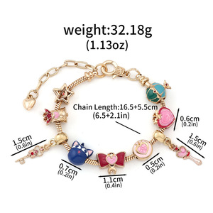 En gros <span class=keywords><strong>Sailor</strong></span> <span class=keywords><strong>Moon</strong></span> Anime : Porte-clés en alliage, Collier, Bracelet, Épingle, Broche, Porte-clés en métal à thème dessin animé, Accessoires de bijouterie, Cadeau - Product Image 2