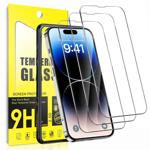 2er-Pack Gehärtetes Glas Displayschutzfolie für iPhone 16 15 14 <span class=keywords><strong>Pro</strong></span> Max Kratzfest HD Klar Film Hüllenfreundlich OEM Großhandel - Product Image 1