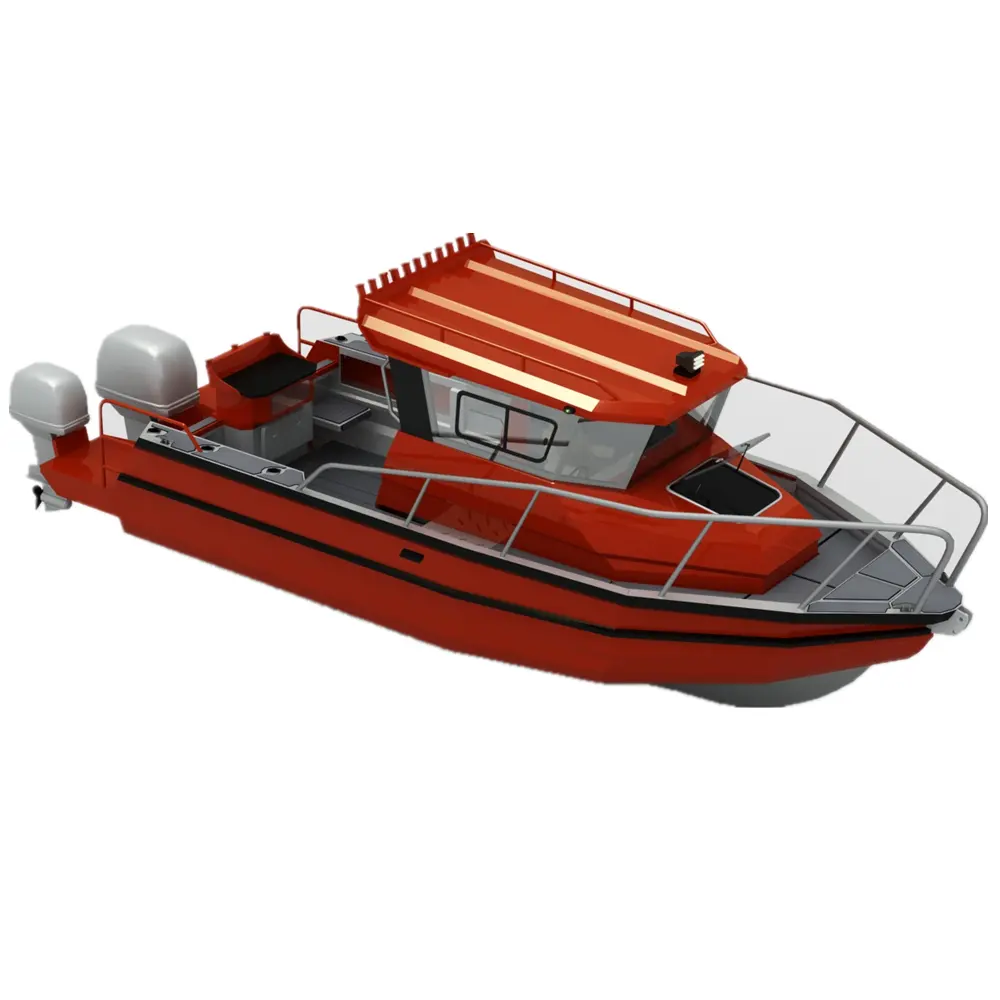 Barca a motore ad alta velocità saldata in lega di alluminio durevole 23ft 7m motore fuoribordo 3 anni con certificato CE 2.45m/8ft 1580kgs