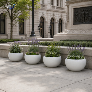 Macetas de Fibra de Vidrio Blancas, Juego de Macetas con Acabado Brillante, Decoración Moderna para Interiores, Exteriores y Jardines Comerciales - Product Image 4