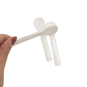 Cucchiai a Specchio in Madreperla Naturale di Lusso Artigianali, Ecologici, Lavabili in Lavastoviglie, Design Minimalista, Bianchi, per Spezie e Caffè - Product Image 5