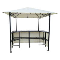 Pavillon moderne en acier 8x8 pieds avec comptoirs/étagères doubles intégrés, résistant à la corrosion pour terrasse/loisirs en plein air, commande en gros