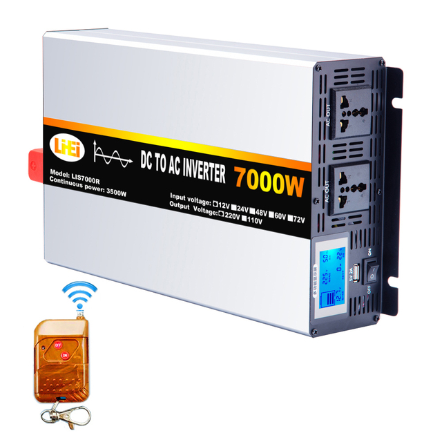 7000W Remote Start 12V 24V 48V 60V to 220V Pure Sine Wave Inverter Intelligent Cooling Invertor