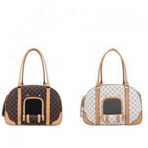 Bolsa de Transporte Portátil para Mascotas, Gatos y Perros Pequeños, Bolso de Viaje Clásico a Cuadros con Ventana de Malla Transpirable - Product Image 5