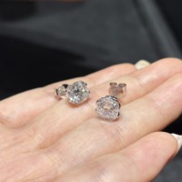 Изысканные ювелирные серьги, эффектные винтажные серьги из золота 18к/14к с выращенными в лаборатории бриллиантами 2 карата DE VVS IGI огранки «кушон», женские серьги-пусеты.