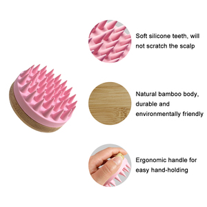 Peigne de massage du cuir chevelu portable personnalisé avec logo laser, brosse à shampoing en silicone et bambou, coussin anti-pelliculaire pour la croissance des cheveux et le nettoyage - Product Image 6