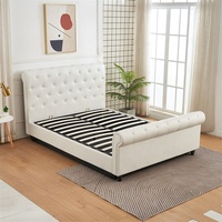 Lit en cuir blanc pur de style européen simple, taille personnalisée, lit queen ou king, taille simple ou double, cadre de lit en gros
