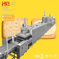 Ligne de production de biscuits fourrés entièrement automatique HG, machine à fabriquer des biscuits fourrés avec remplissage de crème, cuisson et sandwiching, certifiée CE