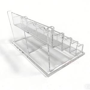 Porta Tarjetas de Visita de Acrílico Transparente, Exhibidor de Tarjetas de Presentación de Escritorio de 8 Ranuras y Múltiples Niveles para Oficina y Recepción - Product Image 4