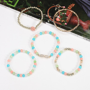 Fashion Jewelry Beaded <b>Bracelets</b> <b>Set</b> Multicolor Crystal Rhinestone Flower Design Unisex Gift Made In China - Product Image 2
