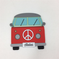 Porte-carte d'identité personnalisé en forme de voiture et d'avion, porte-étiquette de bagage carré en PVC souple pour les voyages