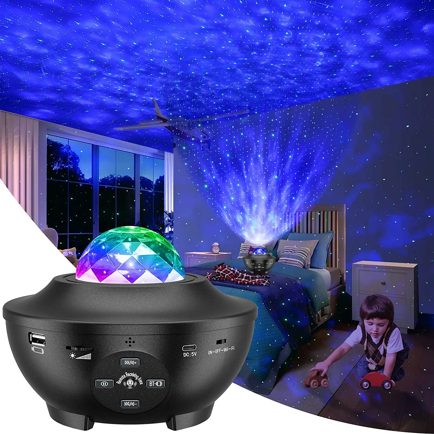 Starry Star Projector Rgb Laser Projectie Wifi Voice Control Ocean Wave Galaxy Led Projector <span class=keywords><strong>Lamp</strong></span> Licht Nacht Voor Kids