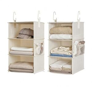 Organizadores de Armario Colgantes de 6 Estantes Wholesale Storage Works, Dos Estantes Colgantes Separables de 3 Niveles, Color Gris - Product Image 1