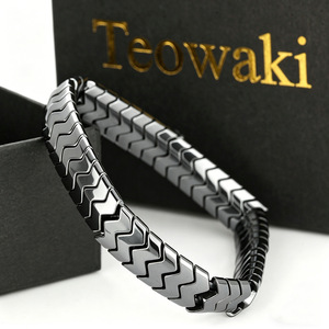 Pulseras Elásticas Ajustables de Hematita Negra Natural, Estilo Sofisticado y Elegante para Hombre, Regalo Ideal, Éxito de Ventas Transfronterizo - Product Image 3