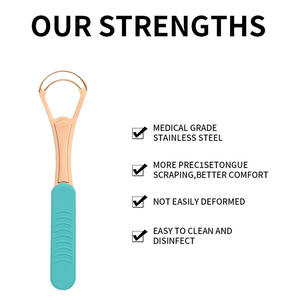 Sıcak satış çift katmanlı dil kazıyıcı paslanmaz çelik dil temizleyici ile silikon kolu ağız bakımı aracı kötü nefes azaltmak - Product Image 4