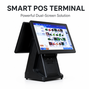 เครื่อง POS หน้าจอสัมผัสคู่ขนาด 15.6 นิ้ว ปรับแต่งได้ พร้อมเครื่องตัดกระดาษอัตโนมัติ 80 มม. ระบบ Windows Android สำหรับร้านค้าปลีกและซูเปอร์มาร์เก็ต - Product Image 2