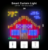 Guirlandes lumineuses intelligentes pour rideaux, 6,6 x 6,6 pieds, 400 LED, avec télécommande par application, synchronisation musicale, motifs DIY, lumières féériques dynamiques