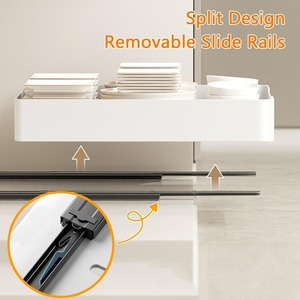 Penyimpanan rumah kabinet tarik pengatur 16.9 \ "D putih dapur kamar mandi dapur 11.8" W rak geser tetap perekat laci penyimpanan - Product Image 6