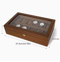 Boîte de rangement pour montre classique rectangulaire en bois massif pour homme avec couvercle en verre, boîte à bijoux décorative