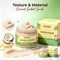 FEXMS Gommage Lèvres Coco Cocolicious Soin des Lèvres Exfoliant Doux avec Huile de Jojoba et d'Avocat pour des Lèvres Lisses et Douces