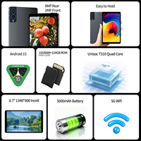 Tablette Kiosque Android 15 de 8,7 Pouces, 4 Go RAM, 128 Go Stockage, WiFi, GMS, Écran Tactile IPS, 5000 mAh, BT 5.2 pour Entreprise, Éducation, Domicile