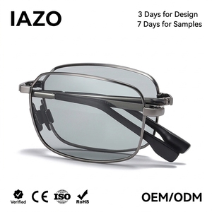 <span class=keywords><strong>Lunettes</strong></span> de Soleil Pliables Photochromiques Homme avec Logo Personnalisé, Cadre Carré Café Gris, Polarisées pour la Conduite Confortable en Extérieur - Product Image 1
