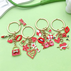Người phụ nữ Keychain Ngày Valentine Quà Tặng màu hồng đỏ nhỏ giọt dầu men móc chìa khóa tình yêu tăng tình yêu thư quyến rũ Keyring trái tim người yêu Keychain - Product Image 3